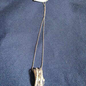 NEW 925 STERLING SILVER LANDAU CHAIN WITH CRYSTAL PENDANT